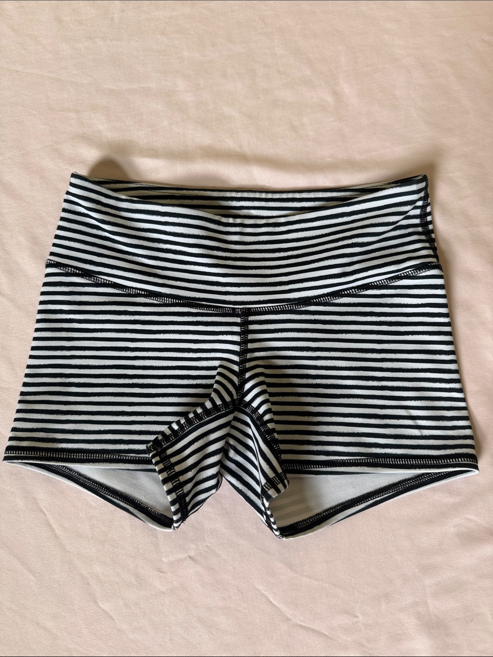 Tough Mode Black & White Striped Women’s Active Shorts